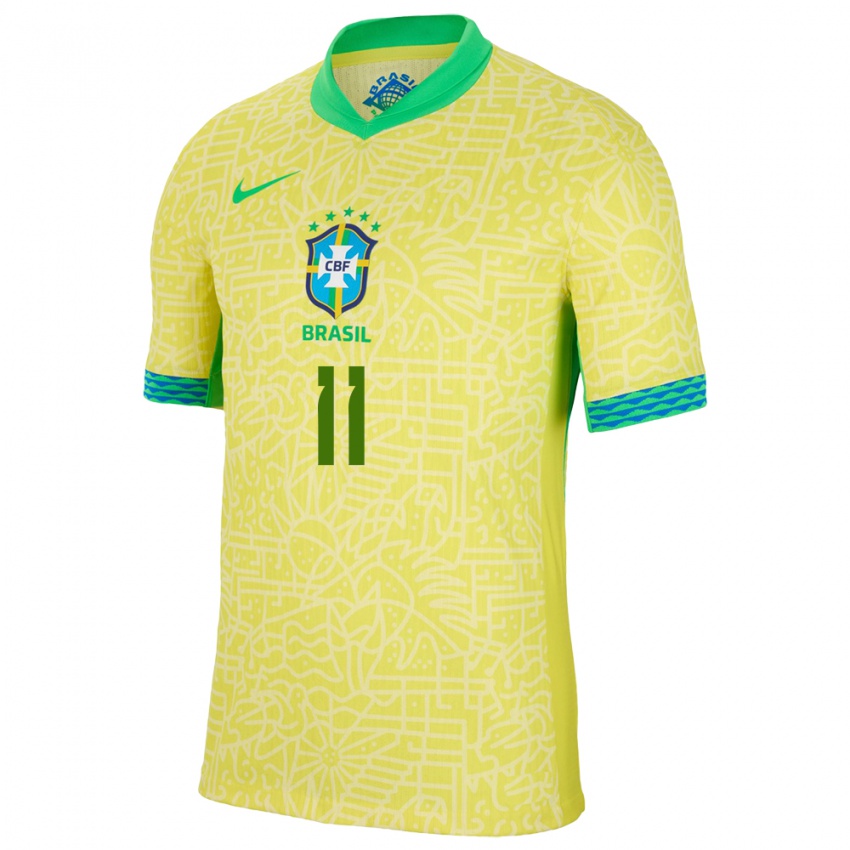 Niño Camiseta Brasil Adriana #11 Amarillo 1ª Equipación 24-26 La Camisa México