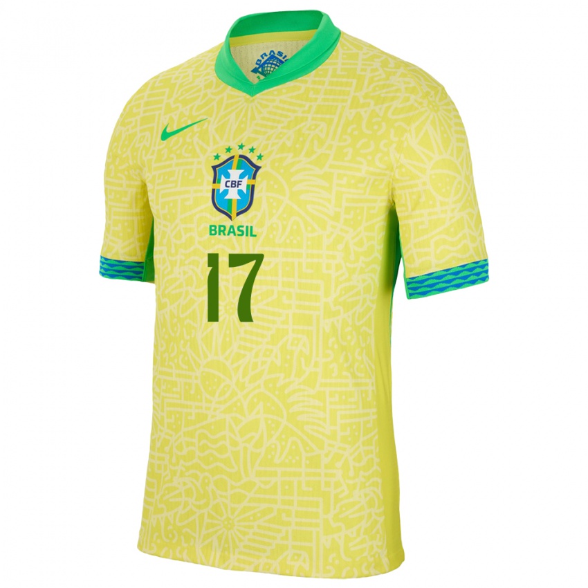 Niño Camiseta Brasil Juninho #17 Amarillo 1ª Equipación 24-26 La Camisa México