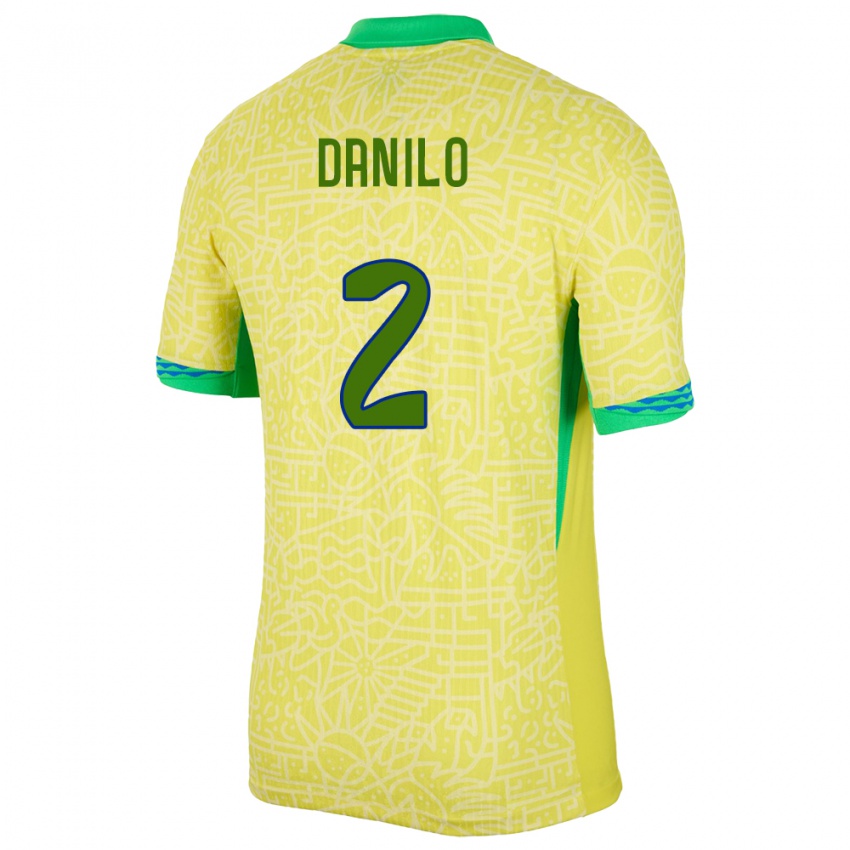 Niño Camiseta Brasil Danilo #2 Amarillo 1ª Equipación 24-26 La Camisa México