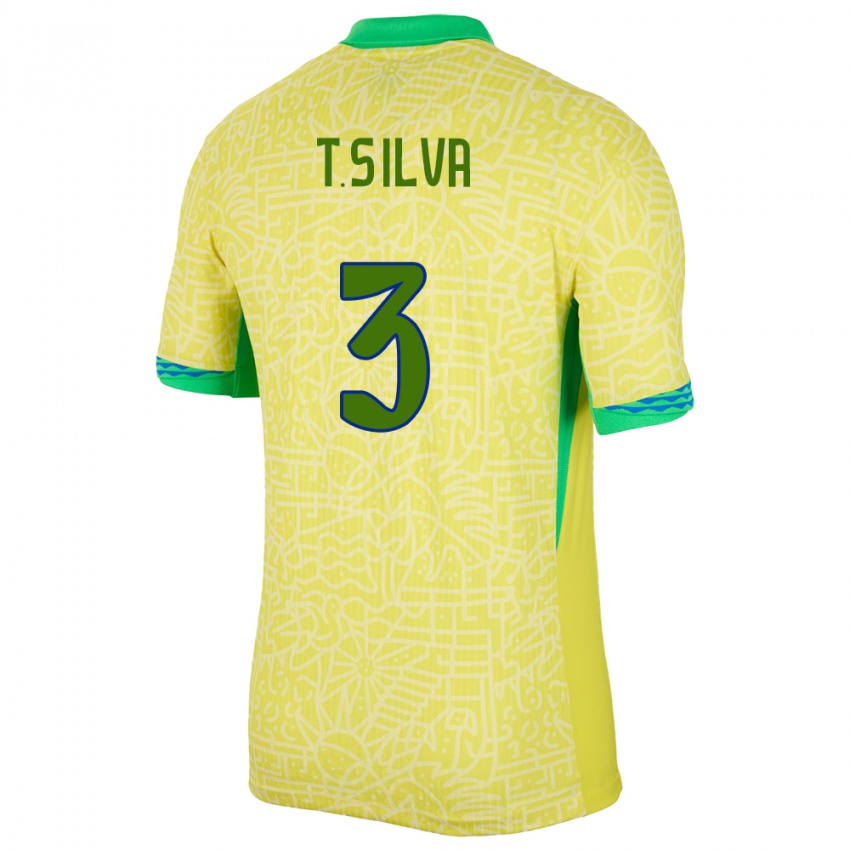 Niño Camiseta Brasil Thiago Silva #3 Amarillo 1ª Equipación 24-26 La Camisa México