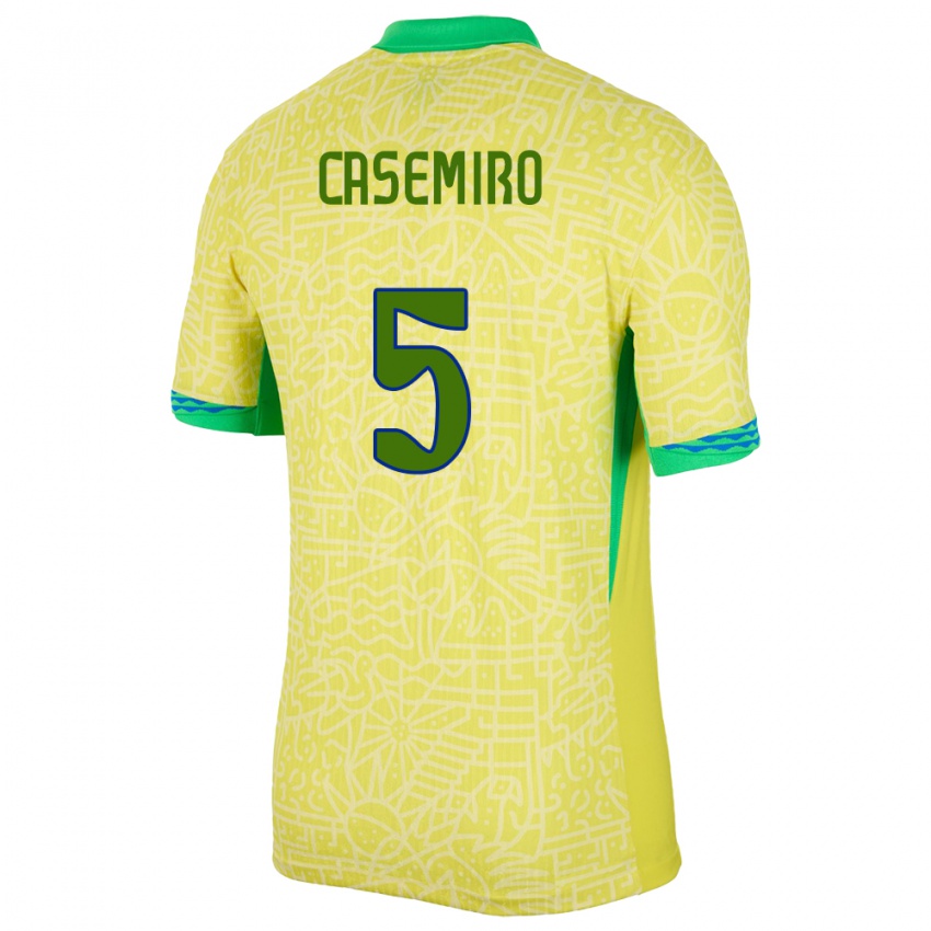 Niño Camiseta Brasil Casemiro #5 Amarillo 1ª Equipación 24-26 La Camisa México