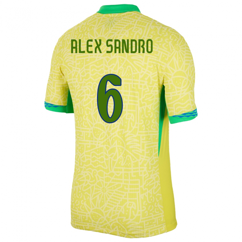 Niño Camiseta Brasil Alex Sandro #6 Amarillo 1ª Equipación 24-26 La Camisa México