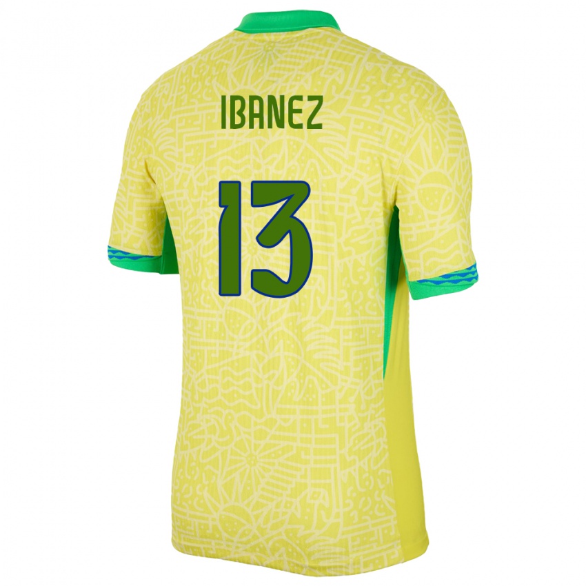 Niño Camiseta Brasil Roger Ibanez #13 Amarillo 1ª Equipación 24-26 La Camisa México