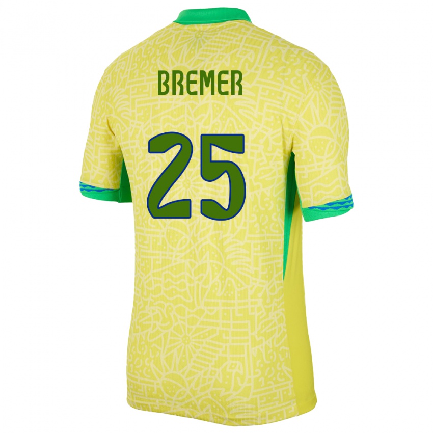 Niño Camiseta Brasil Bremer #25 Amarillo 1ª Equipación 24-26 La Camisa México