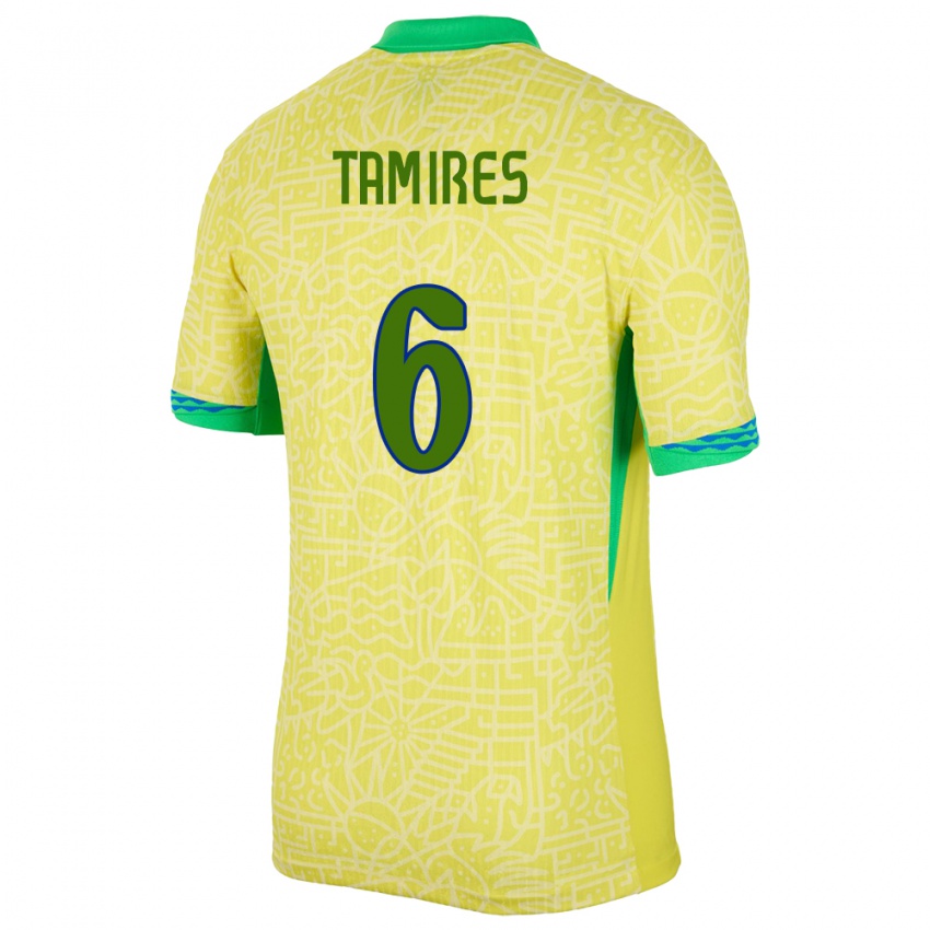 Niño Camiseta Brasil Tamires #6 Amarillo 1ª Equipación 24-26 La Camisa México