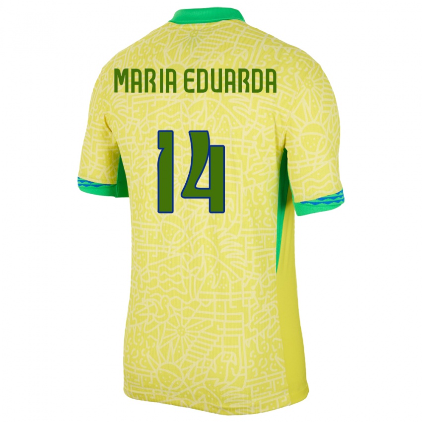 Niño Camiseta Brasil Maria Eduarda #14 Amarillo 1ª Equipación 24-26 La Camisa México