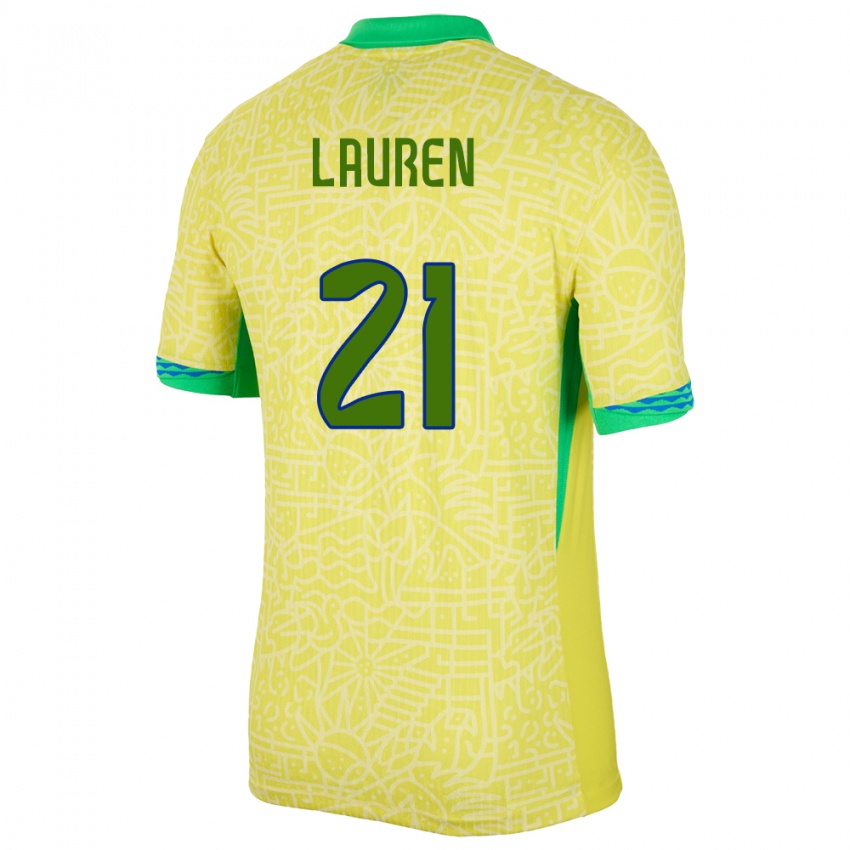 Niño Camiseta Brasil Lauren Costa #21 Amarillo 1ª Equipación 24-26 La Camisa México