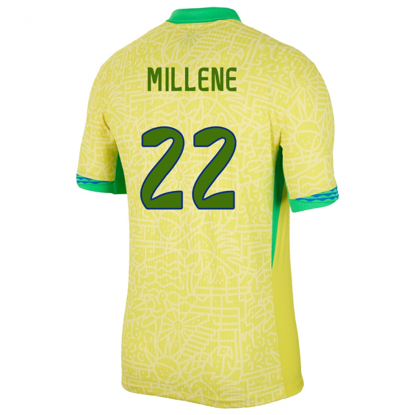 Niño Camiseta Brasil Millene #22 Amarillo 1ª Equipación 24-26 La Camisa México