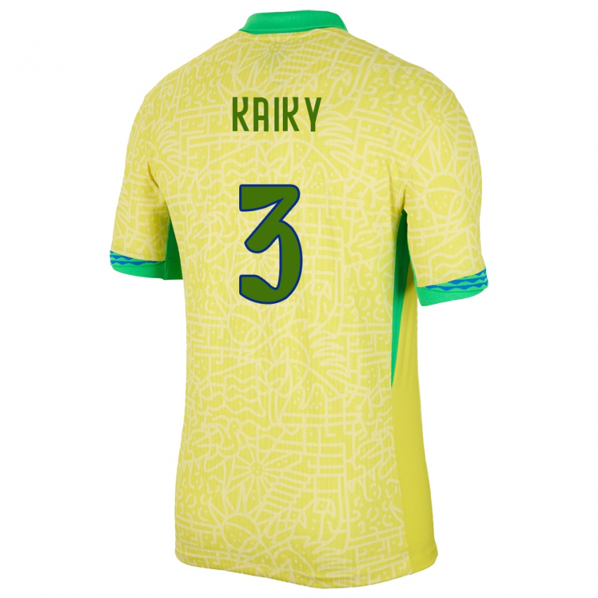 Niño Camiseta Brasil Kaiky #3 Amarillo 1ª Equipación 24-26 La Camisa México