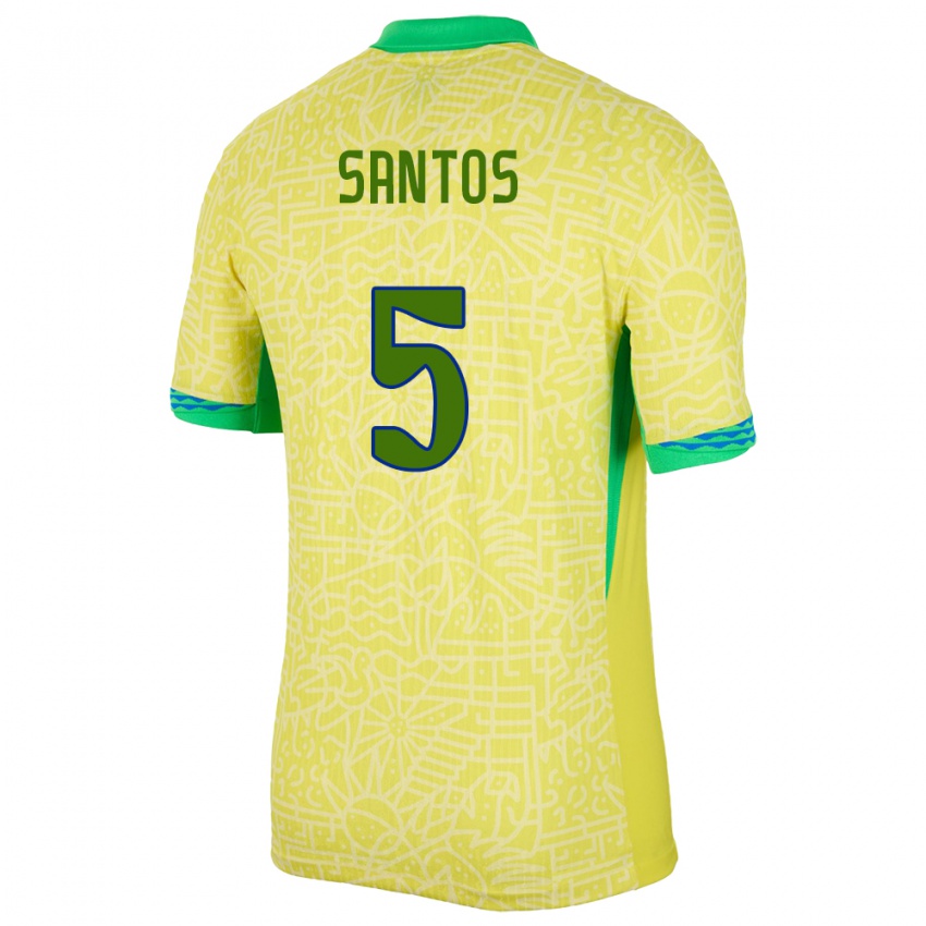 Niño Camiseta Brasil Andrey Santos #5 Amarillo 1ª Equipación 24-26 La Camisa México