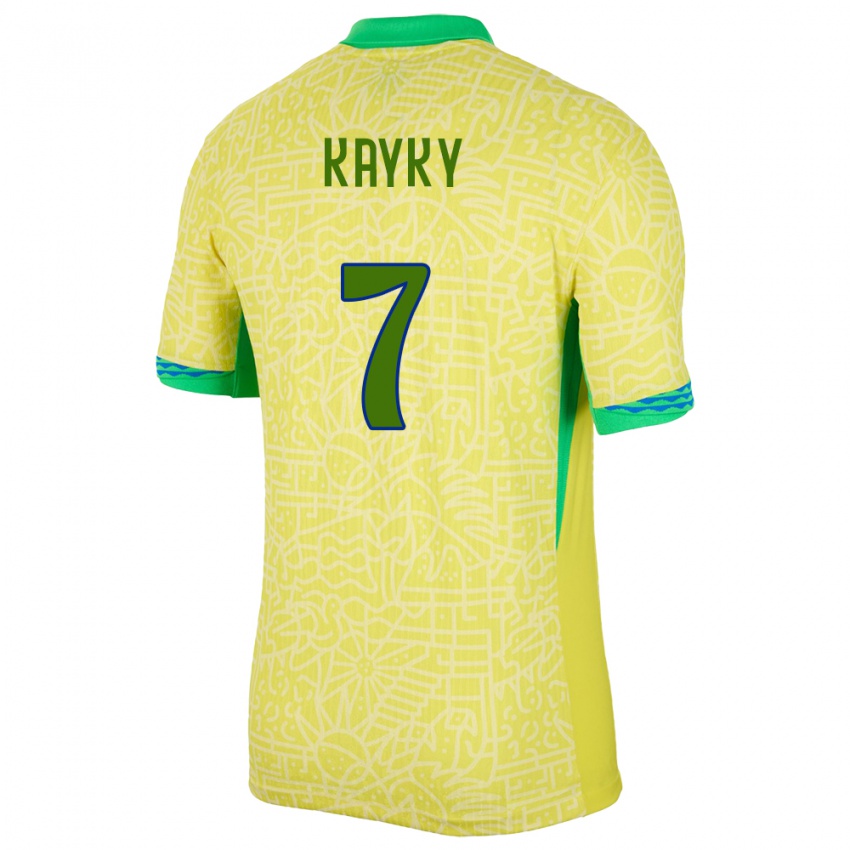 Niño Camiseta Brasil Kayky #7 Amarillo 1ª Equipación 24-26 La Camisa México