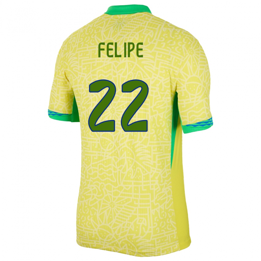 Niño Camiseta Brasil Cayo Felipe #22 Amarillo 1ª Equipación 24-26 La Camisa México