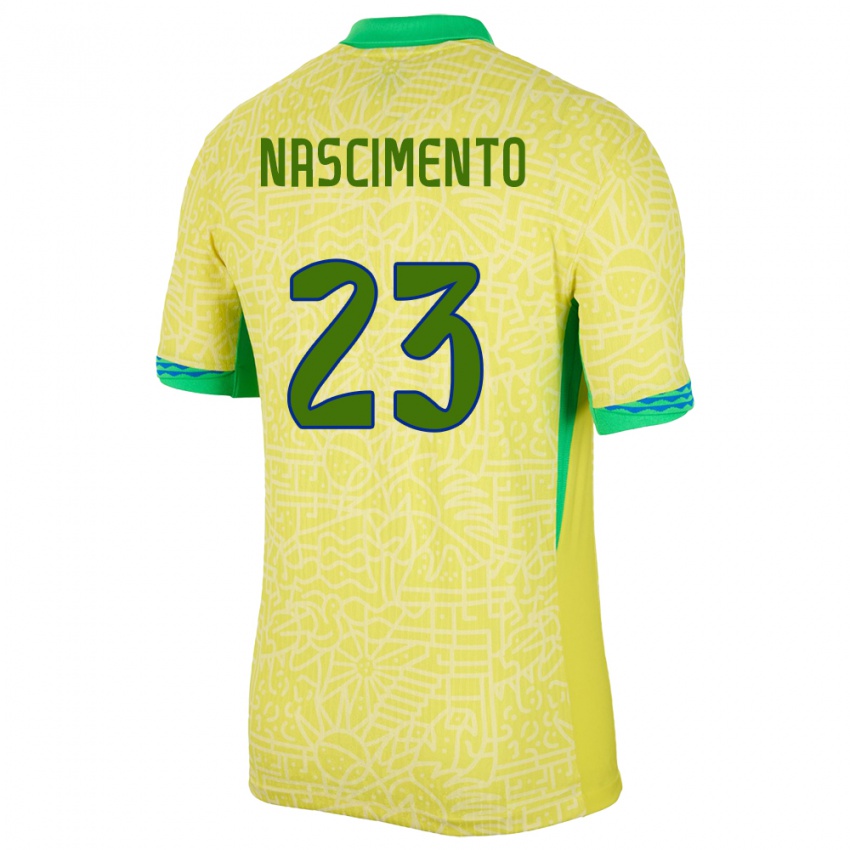 Niño Camiseta Brasil Matheus Nascimento #23 Amarillo 1ª Equipación 24-26 La Camisa México