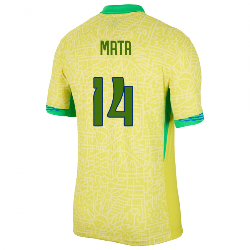 Niño Camiseta Brasil Da Mata #14 Amarillo 1ª Equipación 24-26 La Camisa México