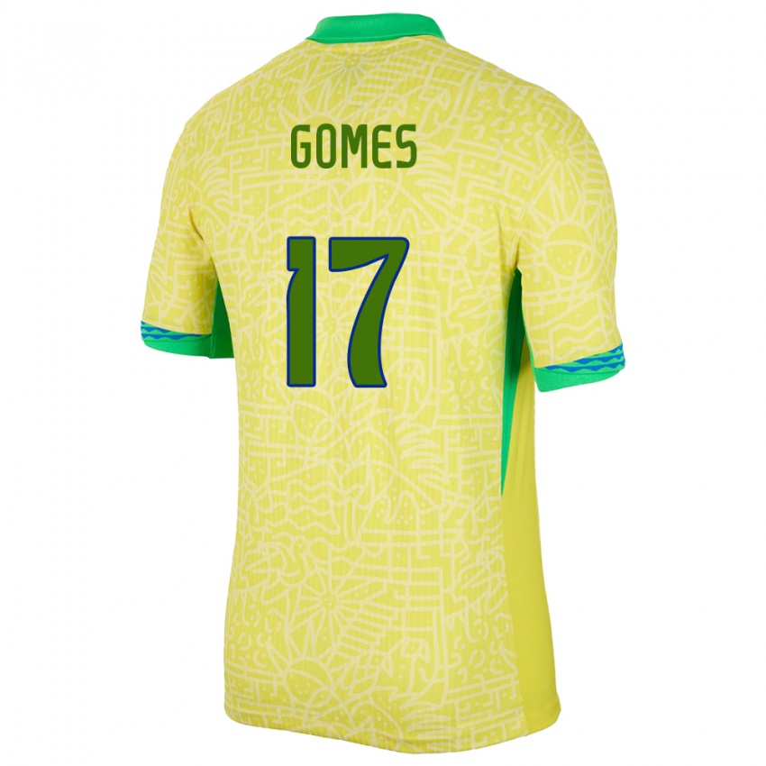 Niño Camiseta Brasil William Gomes #17 Amarillo 1ª Equipación 24-26 La Camisa México