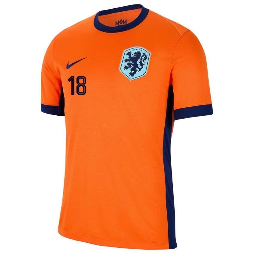 Niño Camiseta Países Bajos Kerstin Casparij #18 Naranja 1ª Equipación 24-26 La Camisa México