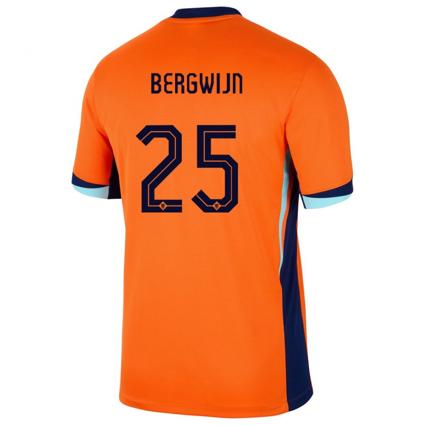 Niño Camiseta Países Bajos Steven Bergwijn #25 Naranja 1ª Equipación 24-26 La Camisa México