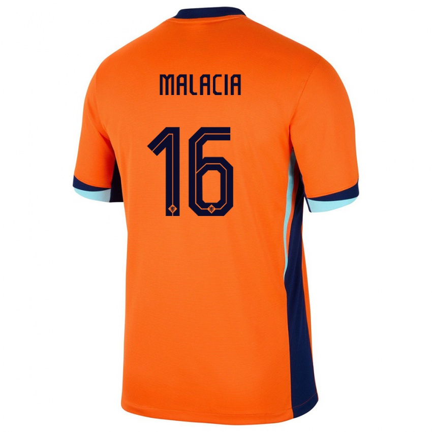 Niño Camiseta Países Bajos Tyrell Malacia #16 Naranja 1ª Equipación 24-26 La Camisa México