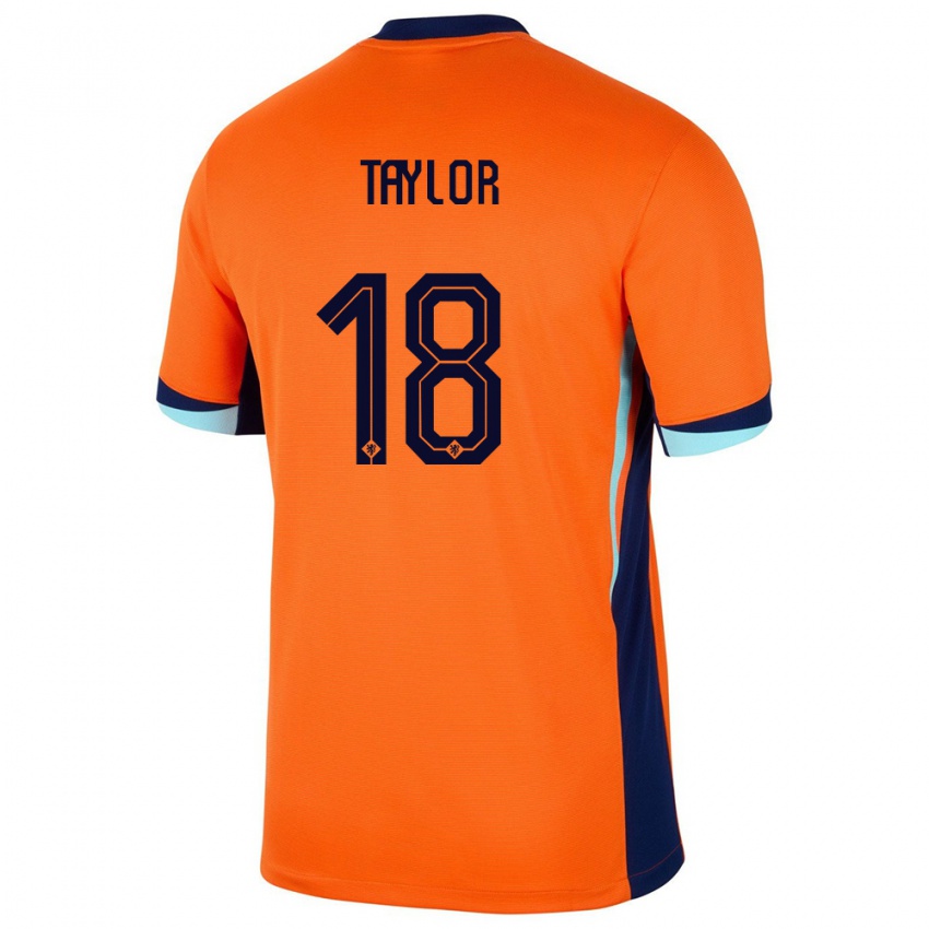 Niño Camiseta Países Bajos Kenneth Taylor #18 Naranja 1ª Equipación 24-26 La Camisa México