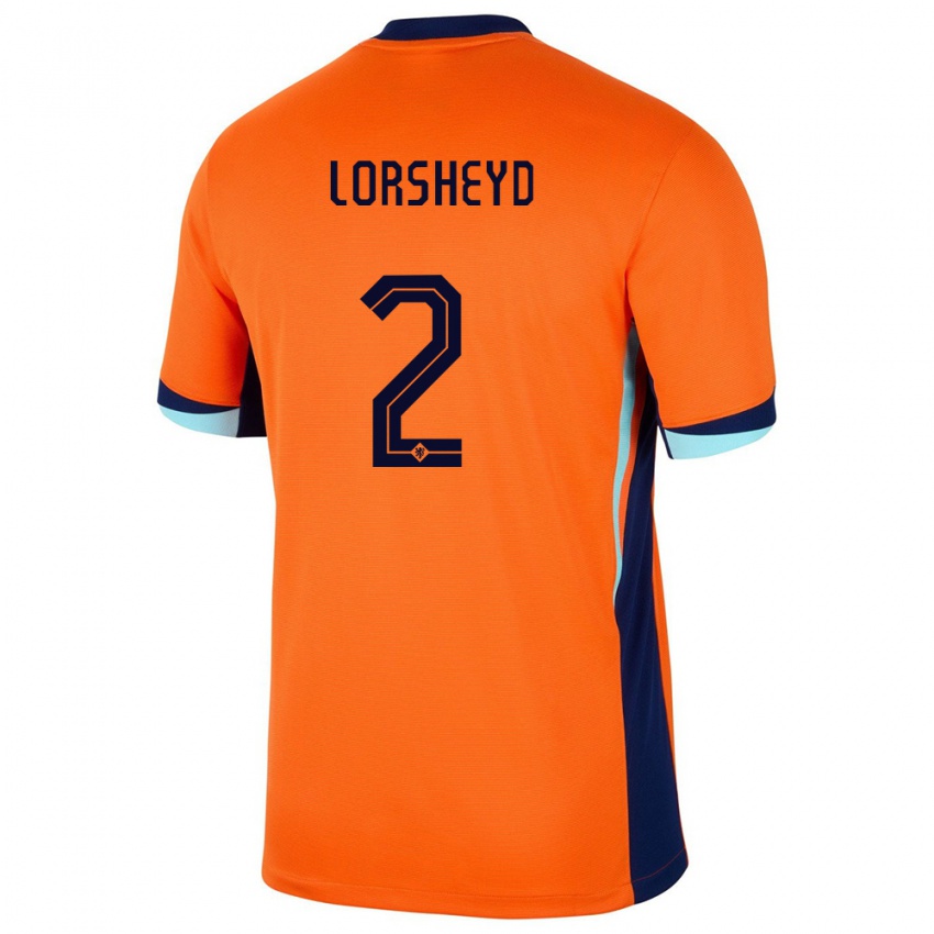 Niño Camiseta Países Bajos Barbara Lorsheyd #2 Naranja 1ª Equipación 24-26 La Camisa México