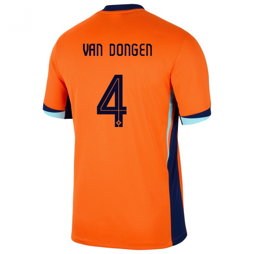 Niño Camiseta Países Bajos Merel Van Dongen #4 Naranja 1ª Equipación 24-26 La Camisa México