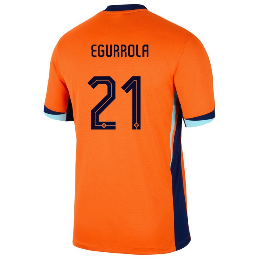 Niño Camiseta Países Bajos Damaris Egurrola #21 Naranja 1ª Equipación 24-26 La Camisa México