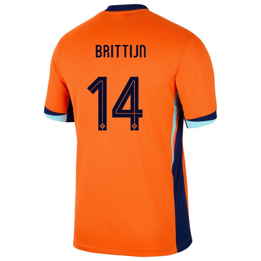 Niño Camiseta Países Bajos Philip Brittijn #14 Naranja 1ª Equipación 24-26 La Camisa México