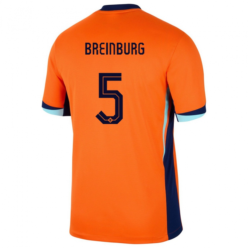 Niño Camiseta Países Bajos Rainey Breinburg #5 Naranja 1ª Equipación 24-26 La Camisa México