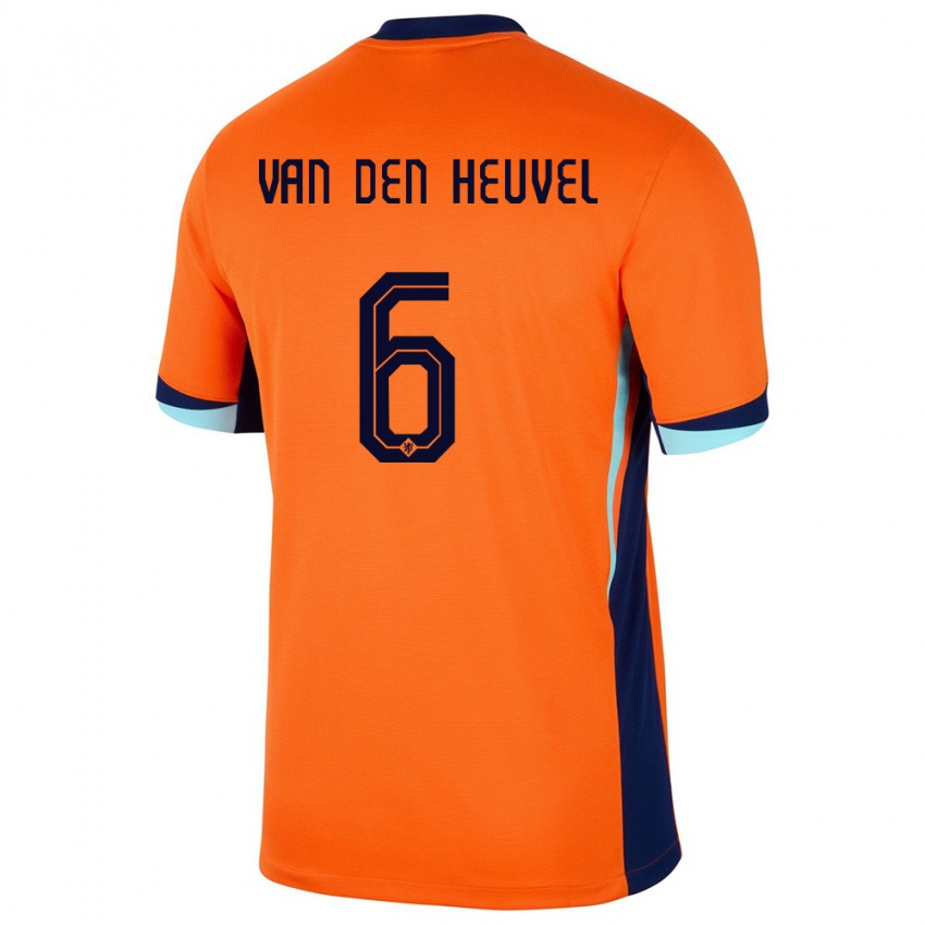 Niño Camiseta Países Bajos Tim Van Den Heuvel #6 Naranja 1ª Equipación 24-26 La Camisa México