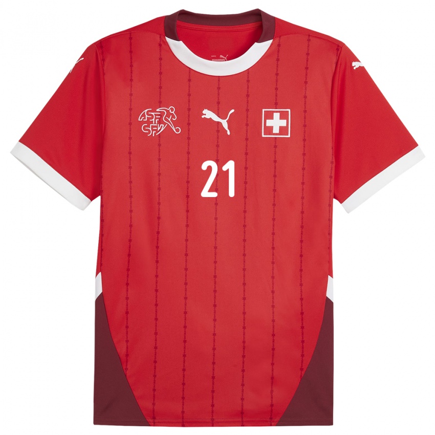 Niño Camiseta Suiza Gregor Kobel #21 Rojo 1ª Equipación 24-26 La Camisa México