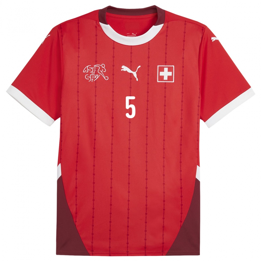 Niño Camiseta Suiza Albian Hajdari #5 Rojo 1ª Equipación 24-26 La Camisa México