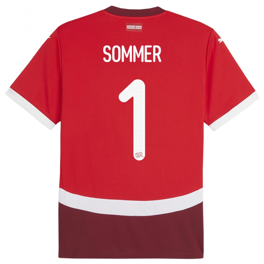 Niño Camiseta Suiza Yann Sommer #1 Rojo 1ª Equipación 24-26 La Camisa México