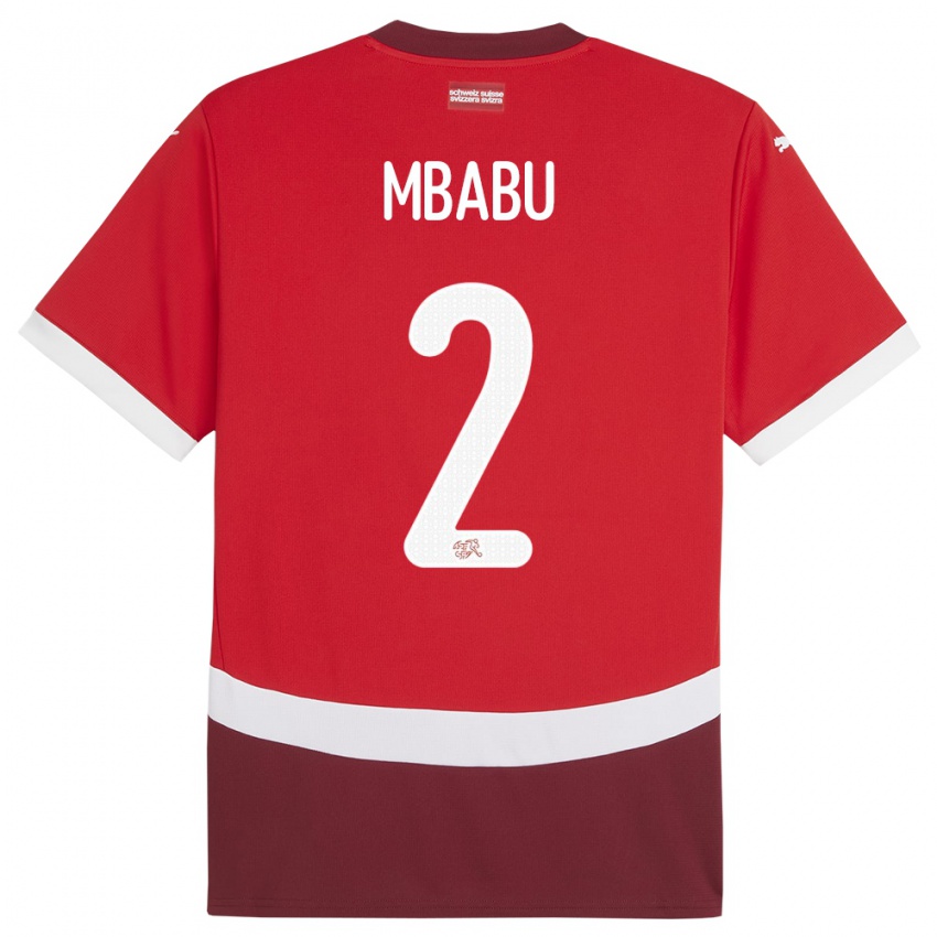 Niño Camiseta Suiza Kevin Mbabu #2 Rojo 1ª Equipación 24-26 La Camisa México