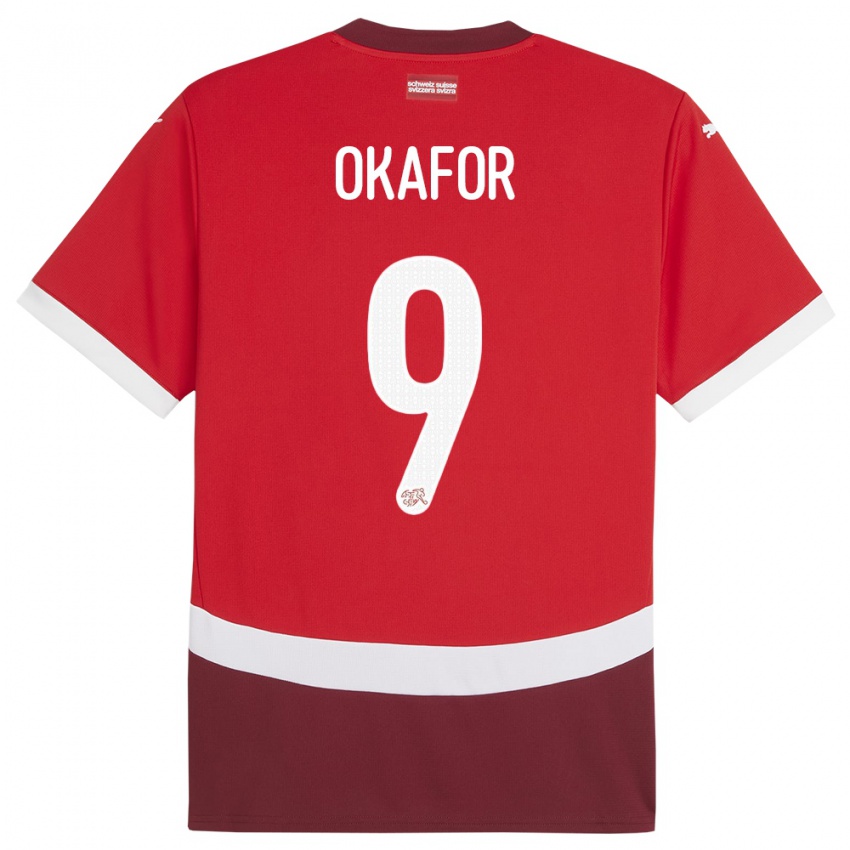 Niño Camiseta Suiza Noah Okafor #9 Rojo 1ª Equipación 24-26 La Camisa México