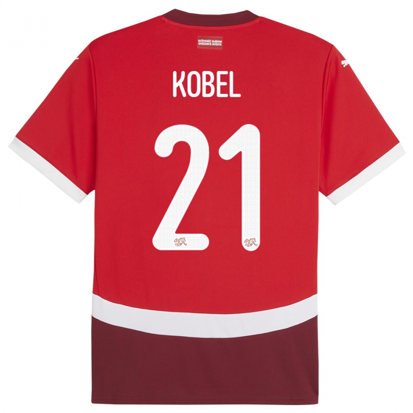 Niño Camiseta Suiza Gregor Kobel #21 Rojo 1ª Equipación 24-26 La Camisa México