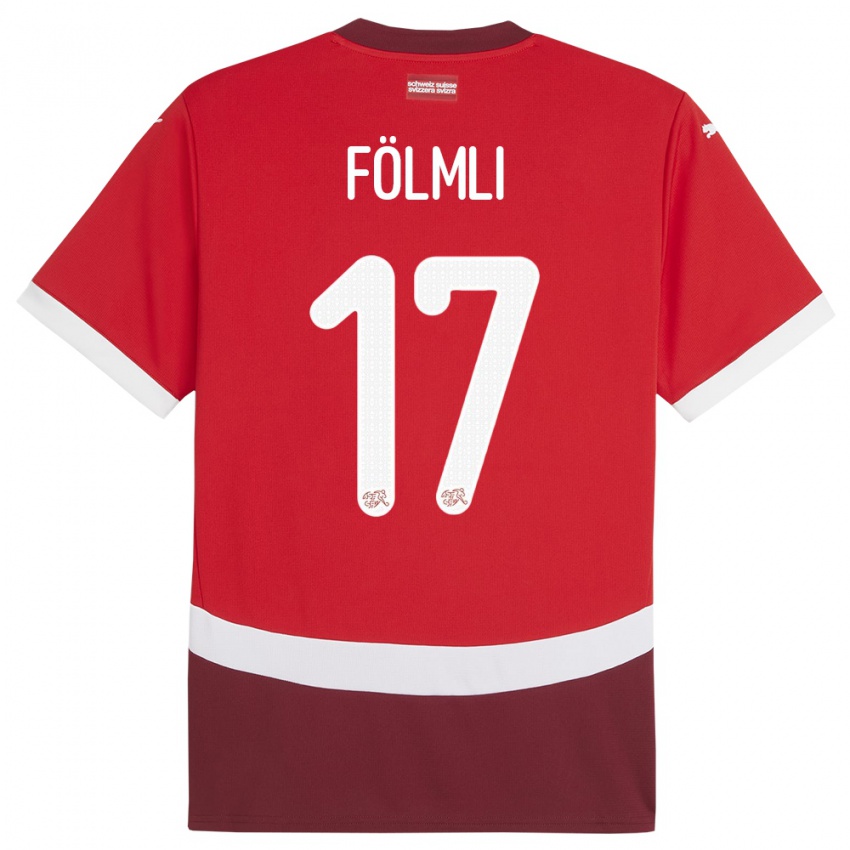 Niño Camiseta Suiza Svenja Folmli #17 Rojo 1ª Equipación 24-26 La Camisa México