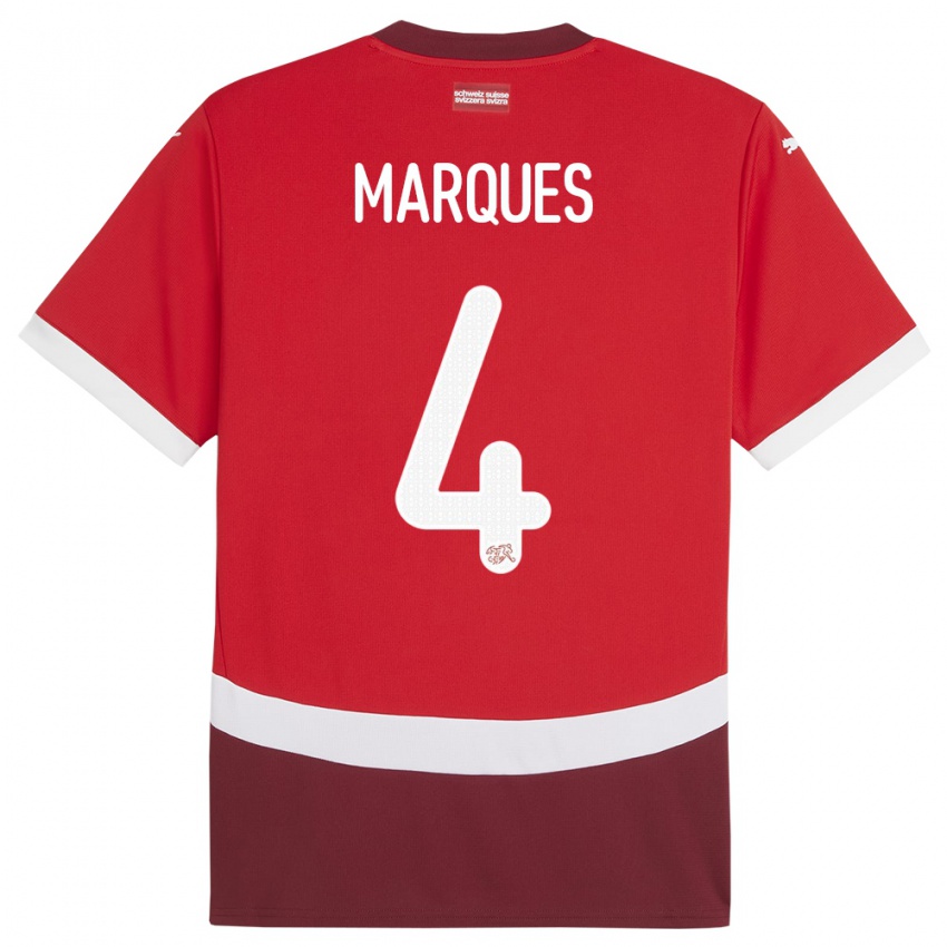 Niño Camiseta Suiza Christian Marques #4 Rojo 1ª Equipación 24-26 La Camisa México