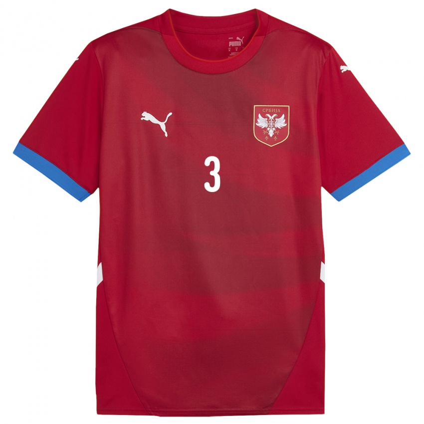 Niño Camiseta Serbia Andela Frajtovic #3 Rojo 1ª Equipación 24-26 La Camisa México