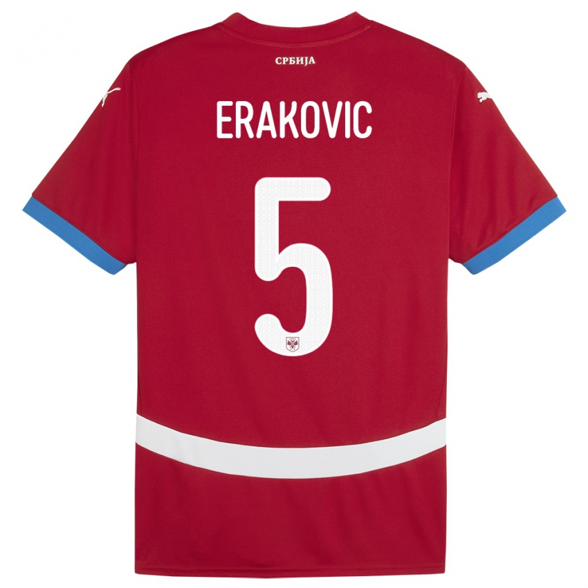Niño Camiseta Serbia Strahinja Erakovic #5 Rojo 1ª Equipación 24-26 La Camisa México