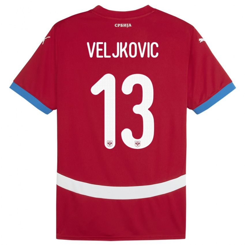 Niño Camiseta Serbia Milos Veljkovic #5 Rojo 1ª Equipación 24-26 La Camisa México