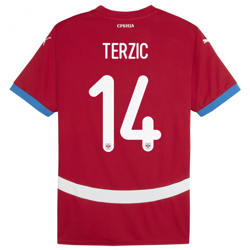 Niño Camiseta Serbia Aleksa Terzic #14 Rojo 1ª Equipación 24-26 La Camisa México