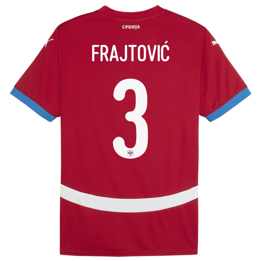 Niño Camiseta Serbia Andela Frajtovic #3 Rojo 1ª Equipación 24-26 La Camisa México