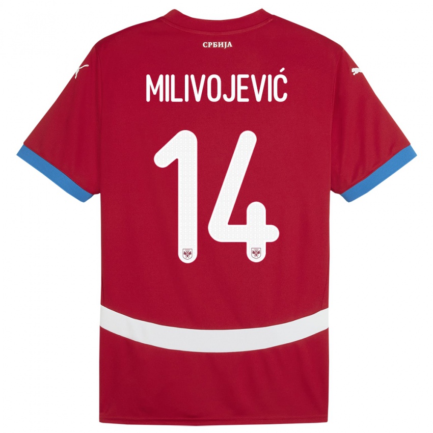 Niño Camiseta Serbia Vesna Milivojevic #14 Rojo 1ª Equipación 24-26 La Camisa México