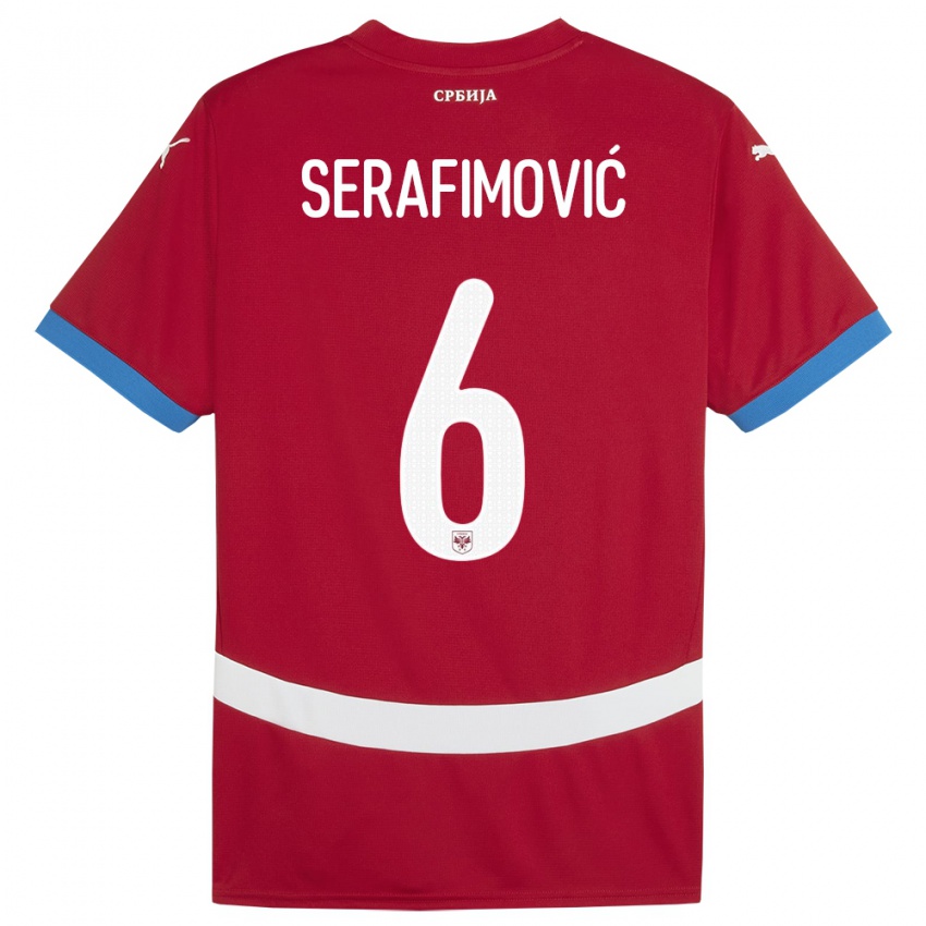 Niño Camiseta Serbia Vojin Serafimovic #6 Rojo 1ª Equipación 24-26 La Camisa México