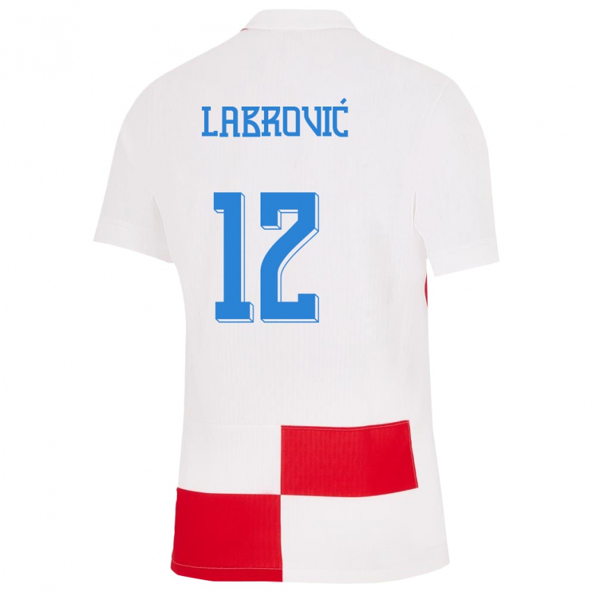 Niño Camiseta Croacia Nediljko Labrovic #12 Blanco Rojo 1ª Equipación 24-26 La Camisa México