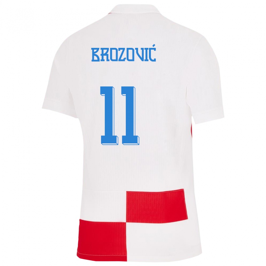 Niño Camiseta Croacia Marcelo Brozovic #11 Blanco Rojo 1ª Equipación 24-26 La Camisa México
