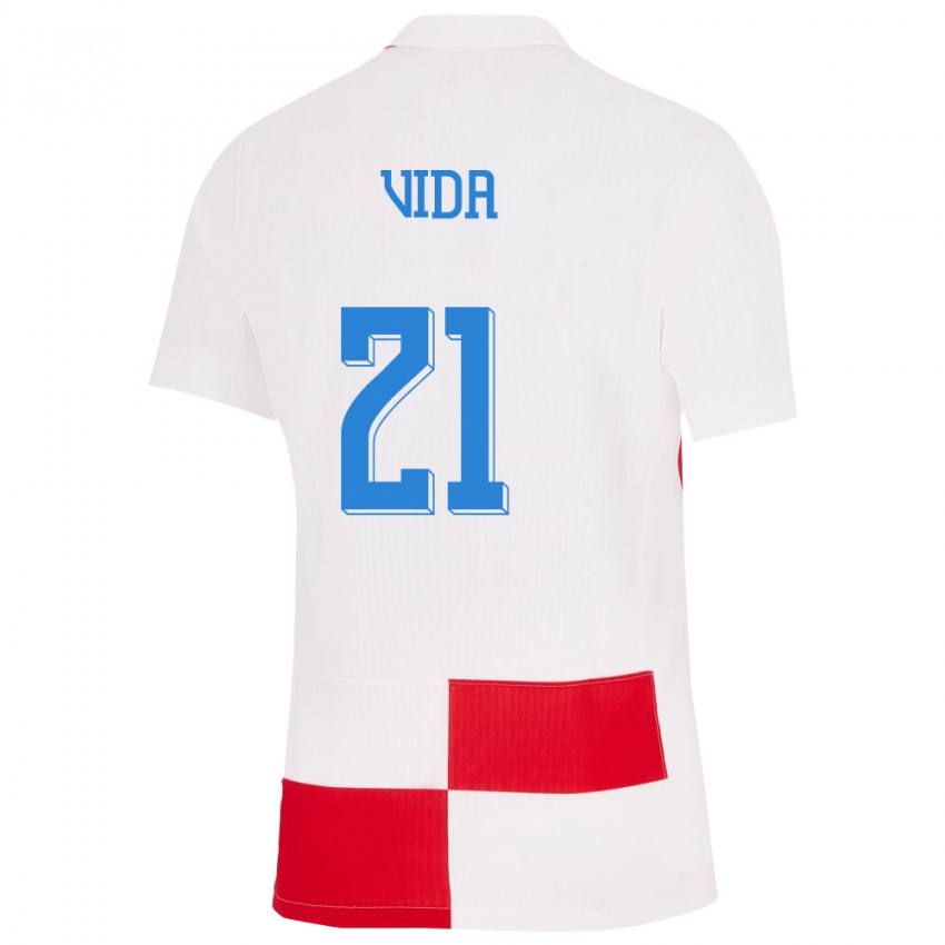 Niño Camiseta Croacia Domagoj Vida #21 Blanco Rojo 1ª Equipación 24-26 La Camisa México