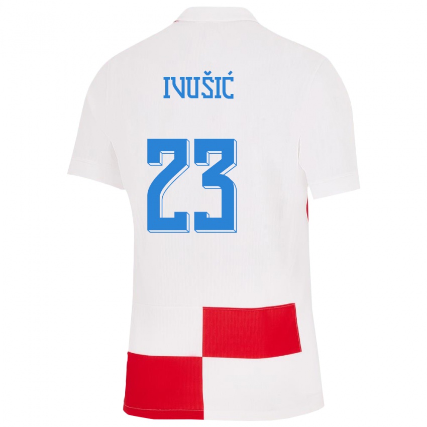 Niño Camiseta Croacia Ivica Ivusic #23 Blanco Rojo 1ª Equipación 24-26 La Camisa México