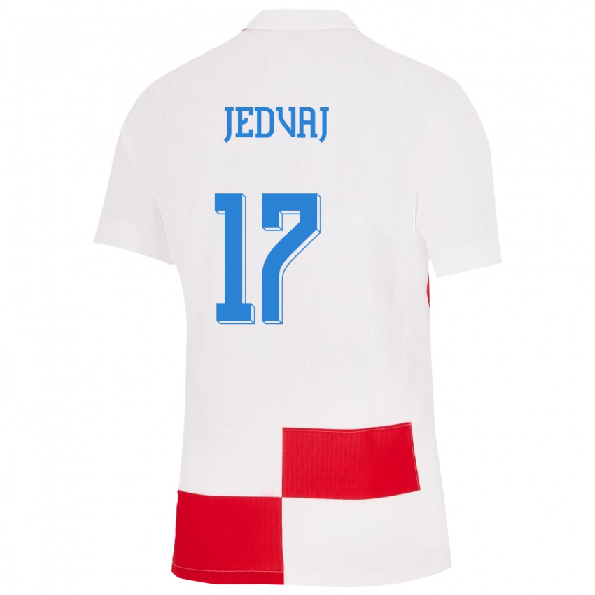 Niño Camiseta Croacia Karla Jedvaj #17 Blanco Rojo 1ª Equipación 24-26 La Camisa México