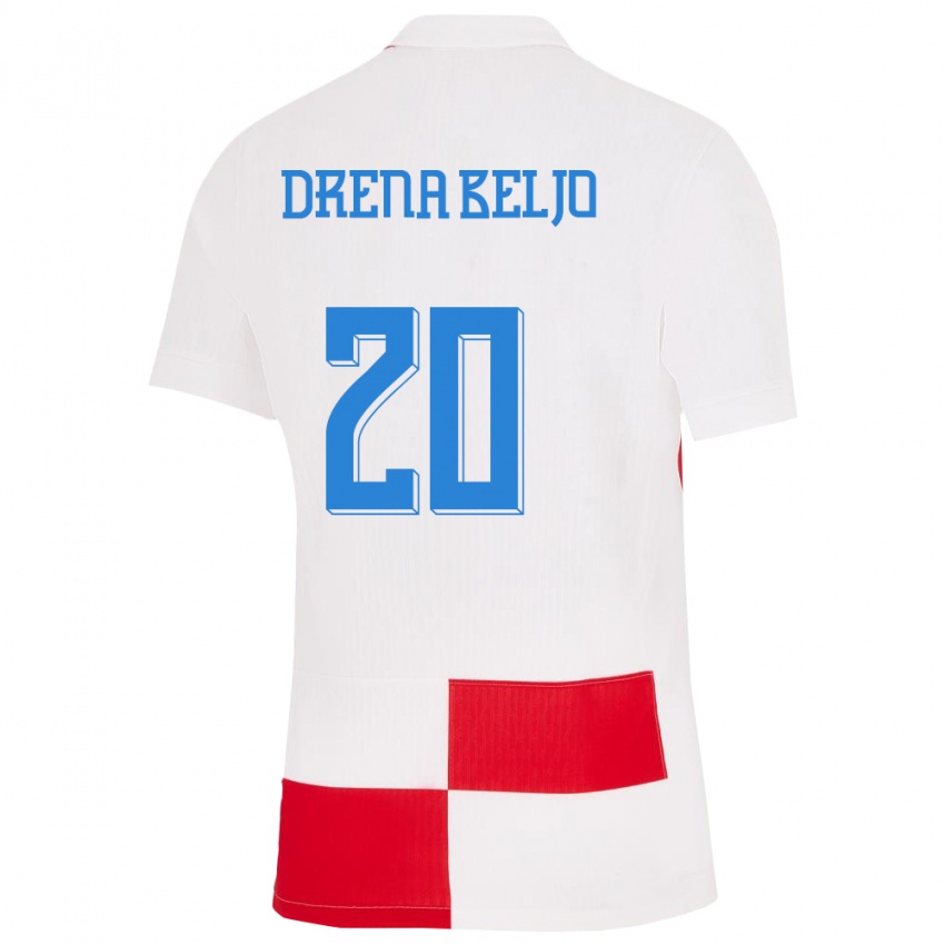 Niño Camiseta Croacia Dion Drena Beljo #20 Blanco Rojo 1ª Equipación 24-26 La Camisa México